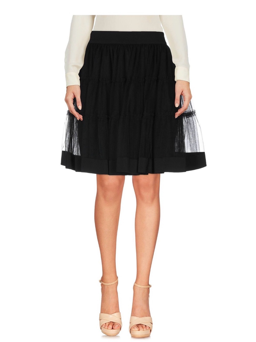 Moschino Black Tiered Tulle Circle Skirt